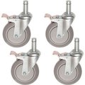 Global Equipment Nexel    CA5BP4 (4) Swivel Brake Stem Casters, 5" Polyurathane, Set of (4), 1200 lb Capacity CA5BP4